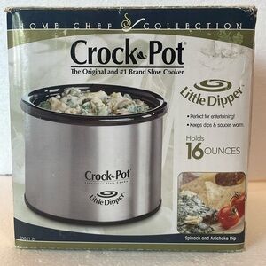 Rival crockpot Little Dipper 16 oz crockpot slow cooker stainless steel lid